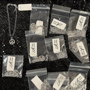 Wholesale Lot of 11 Crystal Peace Sign Anklets - Ankle Bracelets